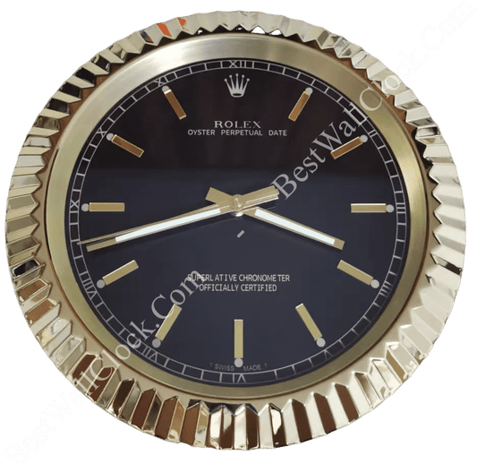 BLACK AND GOLD EDITION 35 CM DELUXE METAL WALL CLOCK