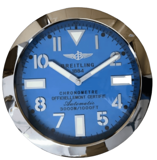 BREITLING – BLUE EDITION 35 CM METAL WALL CLOCK