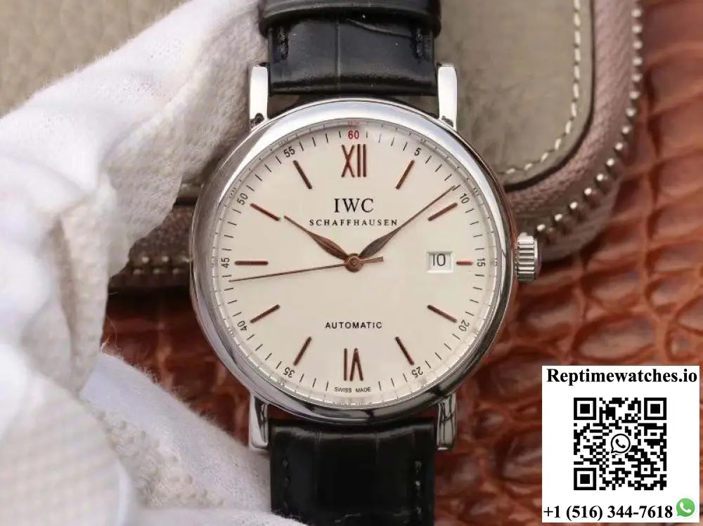 IWC Portofino Automatic IW356501 MKS Factory Black Leather Strap White Dial - Watches