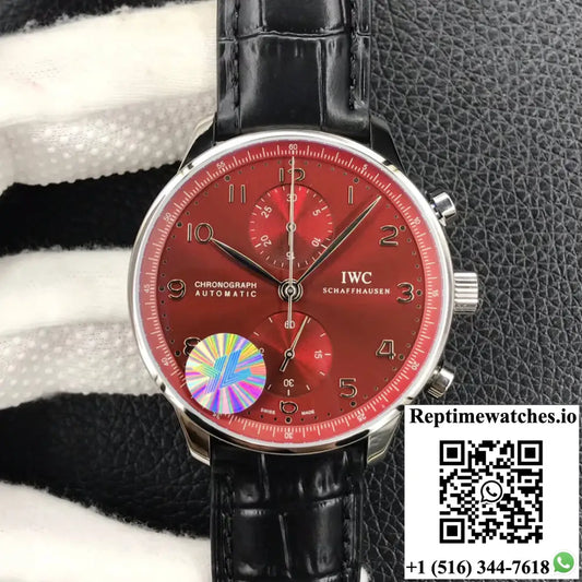 IWC Portugieser Chronograph IW371616 YL Factory Burgundy Red Dial AI Factory