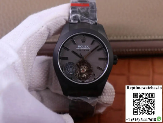 JB Factory Replica Rolex Milgauss Base 116400 Label Noir Design LNT01HS-001 Black case watch AI Factory