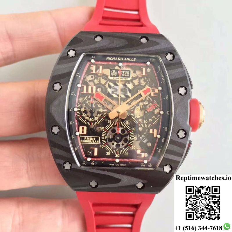 Kv Factory Richard Mille Rm011 Lotus F1 Team Romain Grosjean Forged Carbon Black Skeleton Dial-Rep Time Watches