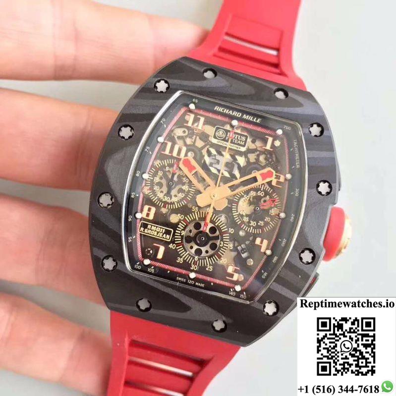 Kv Factory Richard Mille Rm011 Lotus F1 Team Romain Grosjean Forged Carbon Black Skeleton Dial-Rep Time Watches
