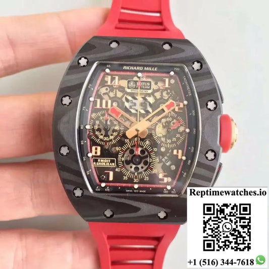 KV Factory Richard Mille RM011 Lotus F1 Team Romain Grosjean Forged Carbon Black Skeleton Dial - Watches