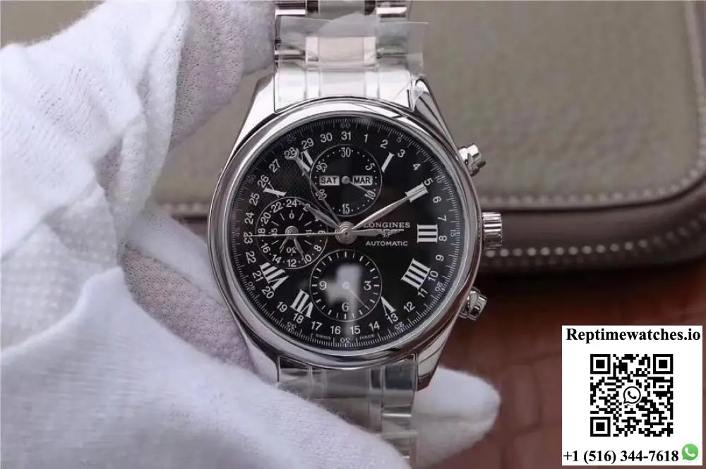 Longines Conquest Classic Chronograph Moonphase Black Dial - Watches