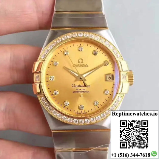 Omega Constellation 123.55.38.21.58.001 38MM 3S Factory Gold Dial - Watches
