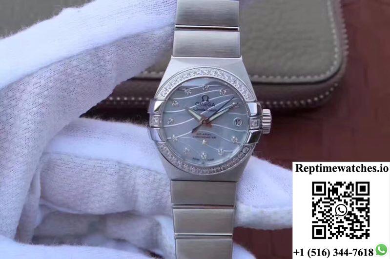 Omega Constellation Double Eagle Lady Blue Mother-Of-Pearl Dial 27Mm 3S Factory-Rep Time Watches