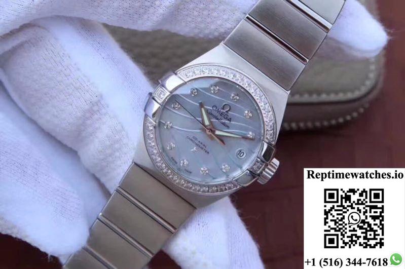 Omega Constellation Double Eagle Lady Blue Mother-Of-Pearl Dial 27Mm 3S Factory-Rep Time Watches