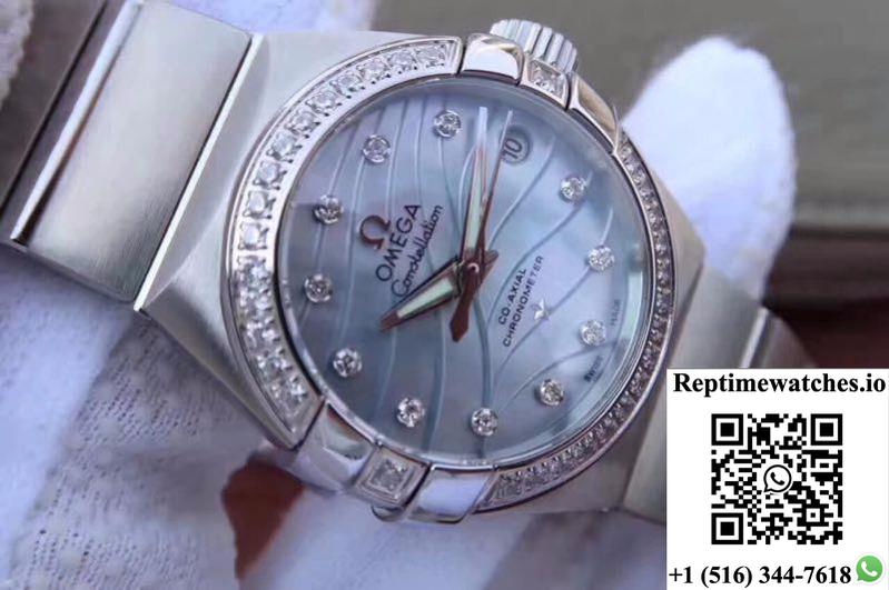 Omega Constellation Double Eagle Lady Blue Mother-Of-Pearl Dial 27Mm 3S Factory-Rep Time Watches