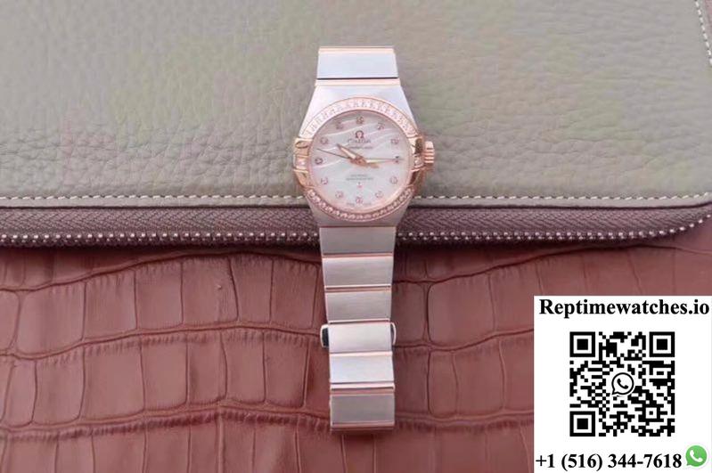 Omega Constellation Double Eagle Lady Pink Mother-Of-Pearl Dial 27Mm 3S Factory-Rep Time Watches