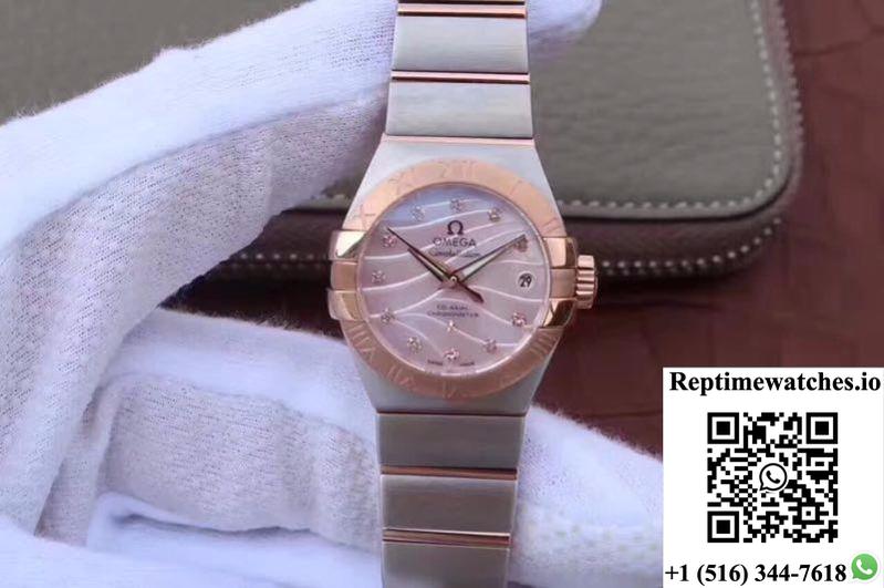 Omega Constellation Double Eagle Lady Pink Mother-Of-Pearl Dial 27Mm 3S Factory-Rep Time Watches