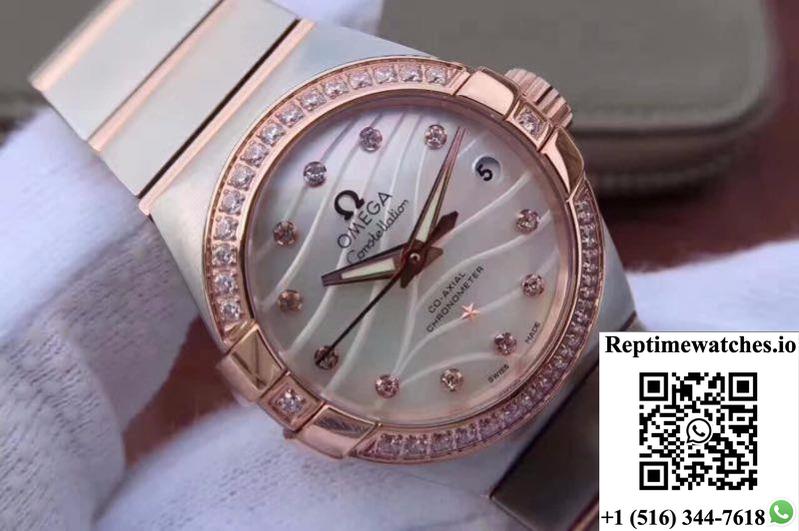 Omega Constellation Double Eagle Lady Pink Mother-Of-Pearl Dial 27Mm 3S Factory-Rep Time Watches