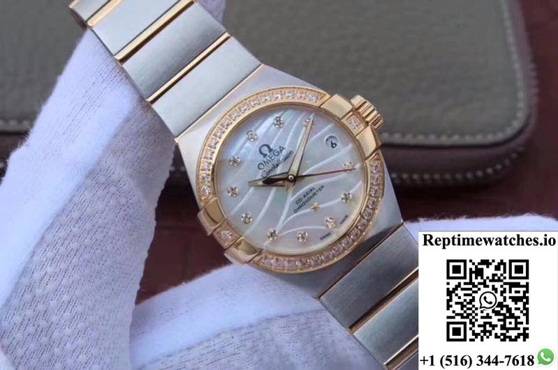 Omega Constellation Double Eagle Lady White Mother-Of-Pearl Dial 27Mm 3S Factory-Rep Time Watches