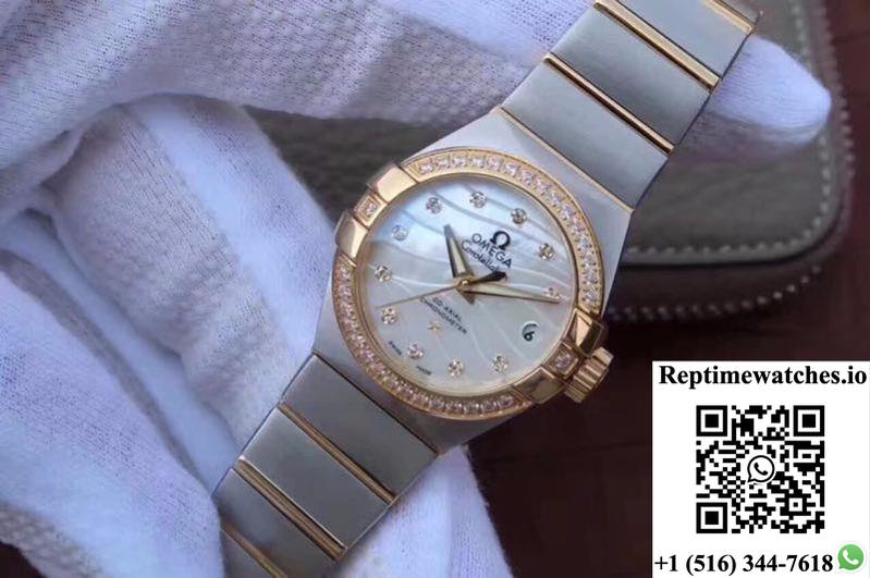 Omega Constellation Double Eagle Lady White Mother-Of-Pearl Dial 27Mm 3S Factory-Rep Time Watches