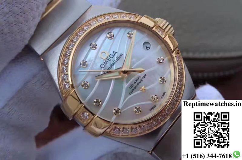 Omega Constellation Double Eagle Lady White Mother-Of-Pearl Dial 27Mm 3S Factory-Rep Time Watches