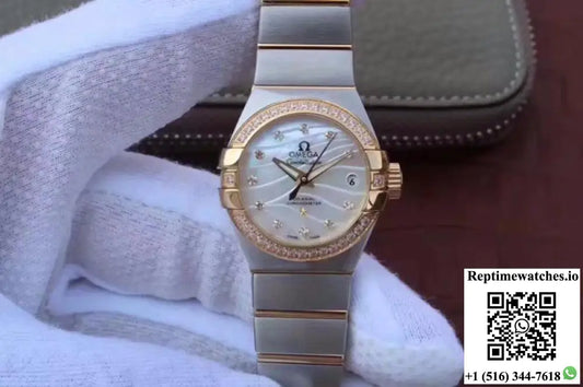Omega Constellation Double Eagle Lady White Mother-Of-Pearl Dial 27MM 3S Factory - Watches