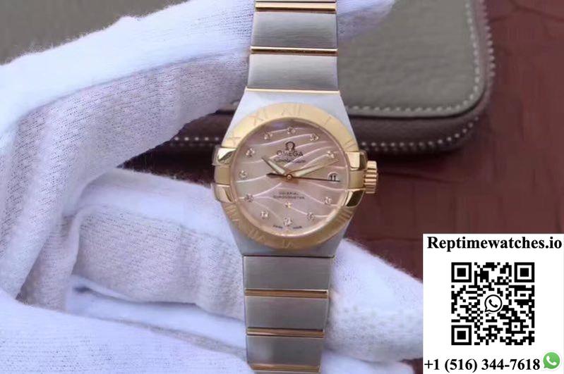 Omega Constellation Double Eagle Lady Yellow Mother-Of-Pearl Dial 27Mm 3S Factory-Rep Time Watches