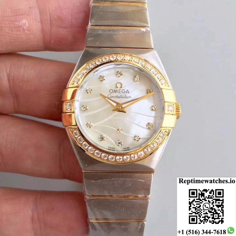 Omega Constellation Ladies 123.25.24.60.55.011 White Mother Of Pearl Dial-Rep Time Watches
