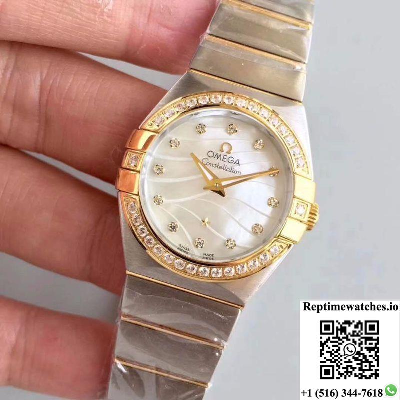 Omega Constellation Ladies 123.25.24.60.55.011 White Mother Of Pearl Dial-Rep Time Watches