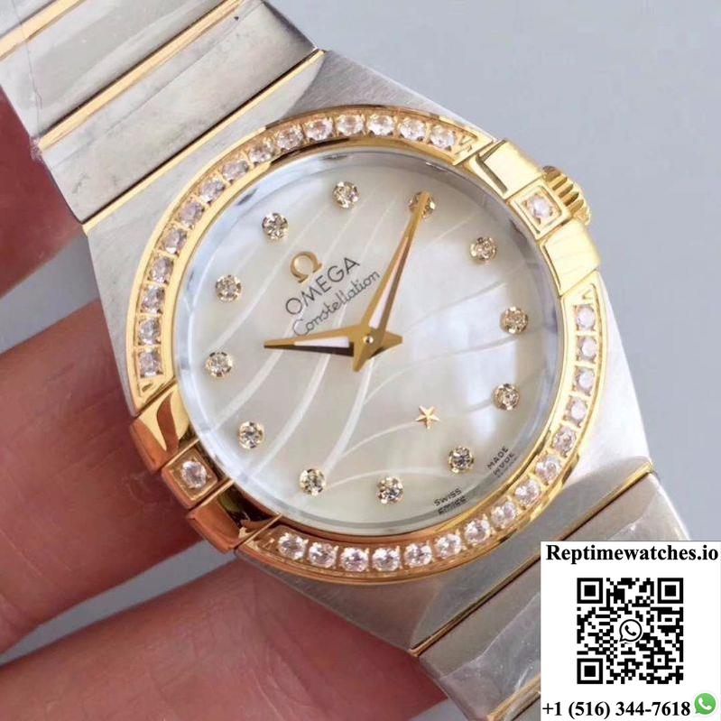 Omega Constellation Ladies 123.25.24.60.55.011 White Mother Of Pearl Dial-Rep Time Watches
