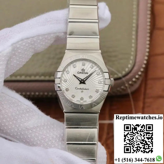 Omega Constellation Ladies 27mm 123.10.27.60.55.001 TW Factory White Textured Dial - Watches