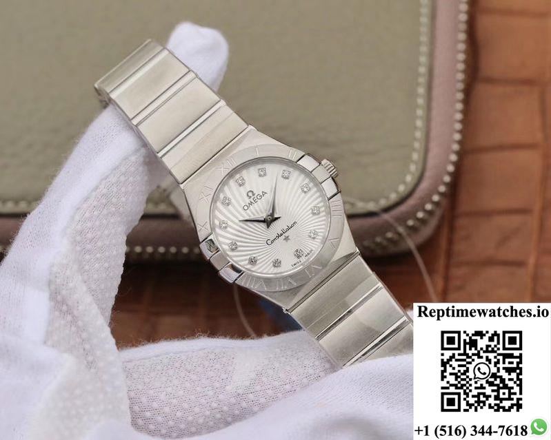 Omega Constellation Ladies 27Mm 123.10.27.60.55.001 Tw Factory White Textured Dial-Rep Time Watches