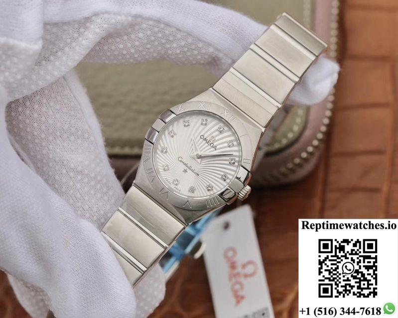 Omega Constellation Ladies 27Mm 123.10.27.60.55.001 Tw Factory White Textured Dial-Rep Time Watches