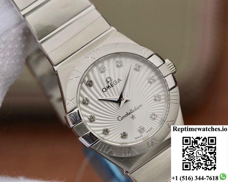Omega Constellation Ladies 27Mm 123.10.27.60.55.001 Tw Factory White Textured Dial-Rep Time Watches