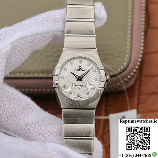 Omega Constellation Ladies 27Mm 123.10.27.60.55.001 Tw Factory White Textured Dial-Rep Time Watches