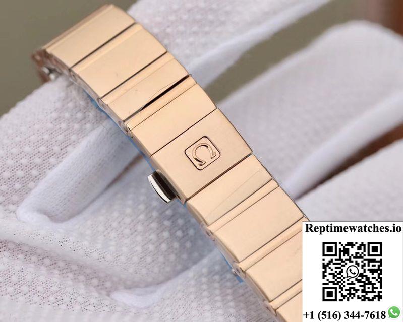 Omega Constellation Ladies 27Mm Tw Factory 18K Rose Gold Textured Diamond Dial-Rep Time Watches