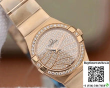 Omega Constellation Ladies 27mm TW Factory 18K Rose Gold Textured Diamond Dial - Watches