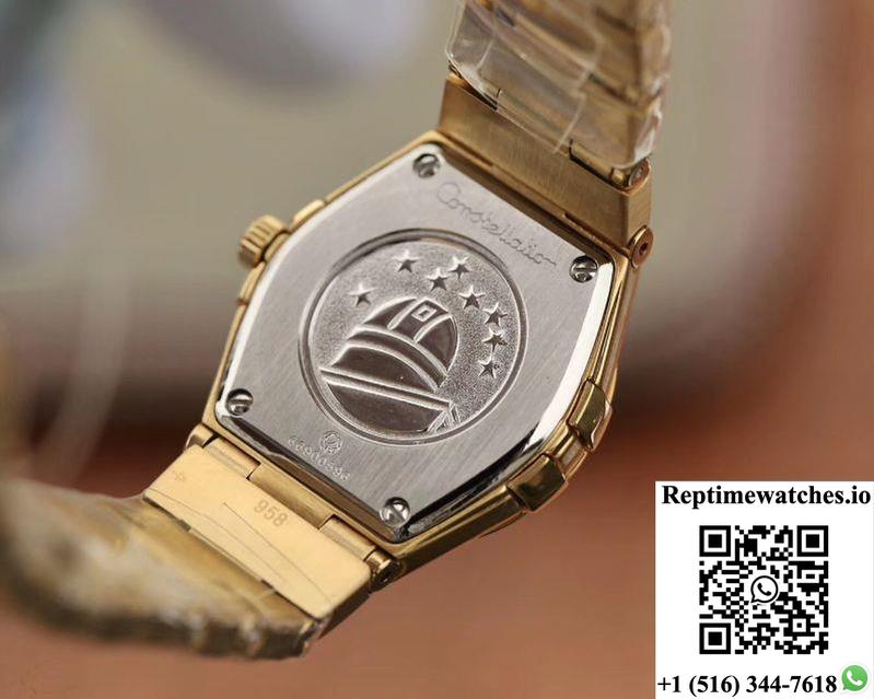 Omega Constellation Ladies 27Mm Tw Factory 18K Yellow Gold Textured Diamond Dial-Rep Time Watches