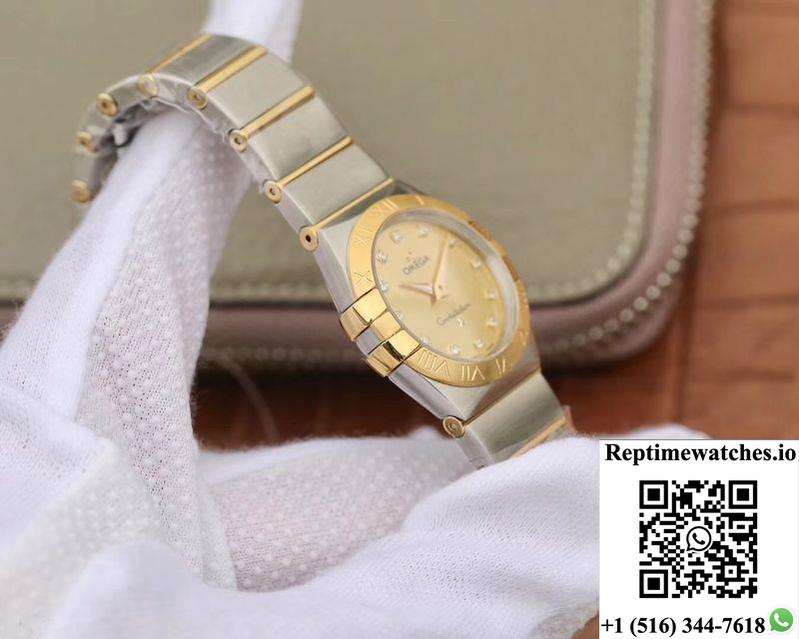 Omega Constellation Ladies 27Mm Tw Factory Gold Dial-Rep Time Watches