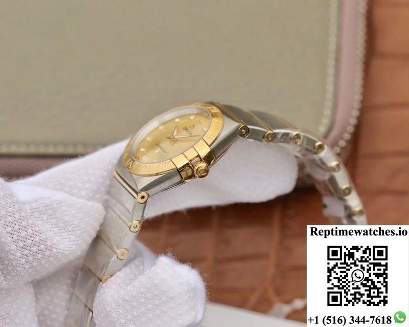 Omega Constellation Ladies 27Mm Tw Factory Gold Dial-Rep Time Watches