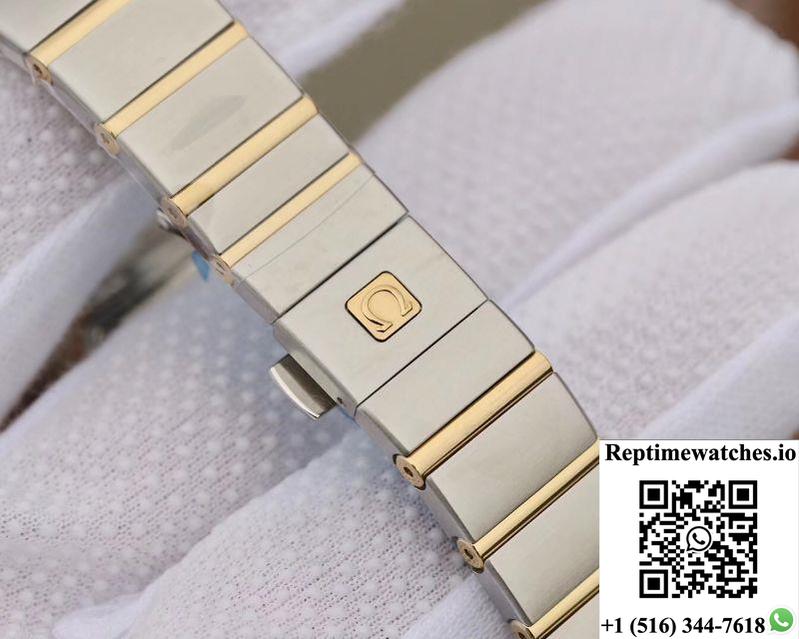 Omega Constellation Ladies 27Mm Tw Factory Yellow Gold Textured Diamond Dial-Rep Time Watches