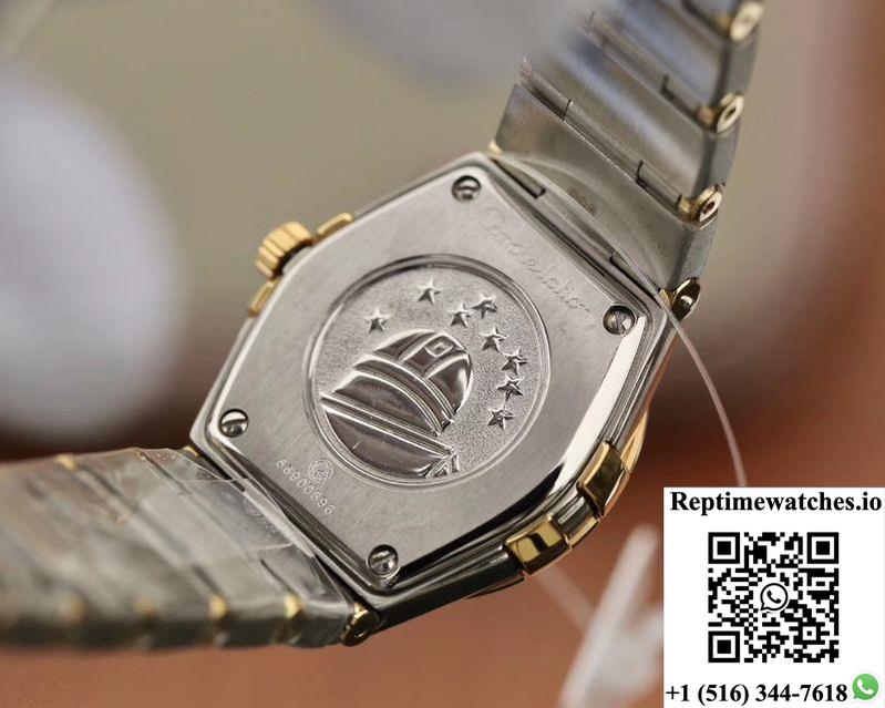 Omega Constellation Ladies 27Mm Tw Factory Yellow Gold Textured Diamond Dial-Rep Time Watches