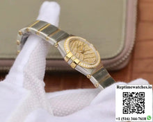 Omega Constellation Ladies 27MM TW Factory Yellow Gold Textured Diamond Dial - Watches