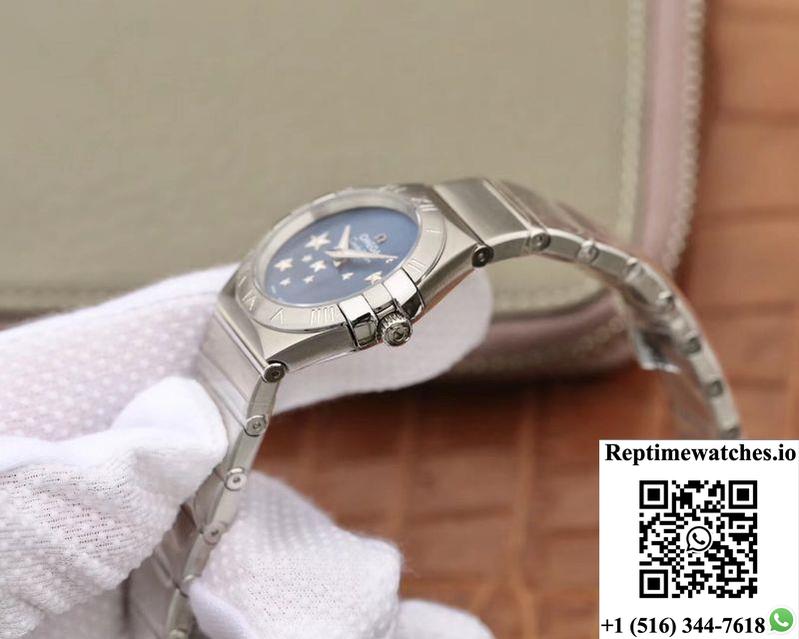 Omega Constellation Quartz Ladies 27Mm Tw Factory Blue Dial-Rep Time Watches