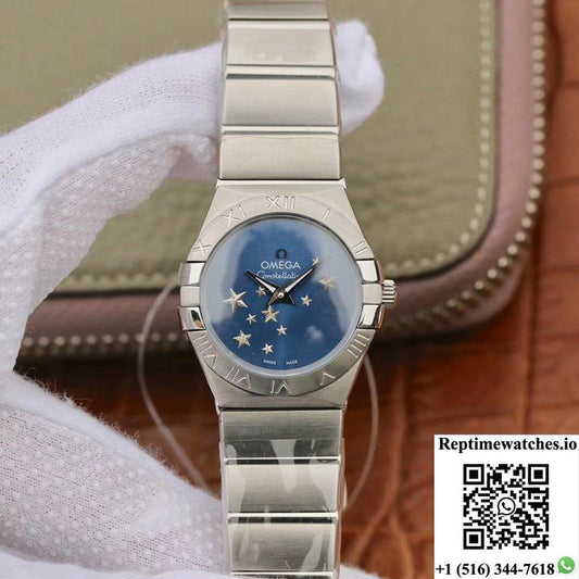 Omega Constellation Quartz Ladies 27Mm Tw Factory Blue Dial-Rep Time Watches