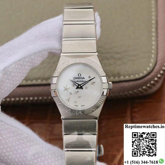 Omega Constellation Quartz Ladies 27Mm Tw Factory White Dial-Rep Time Watches