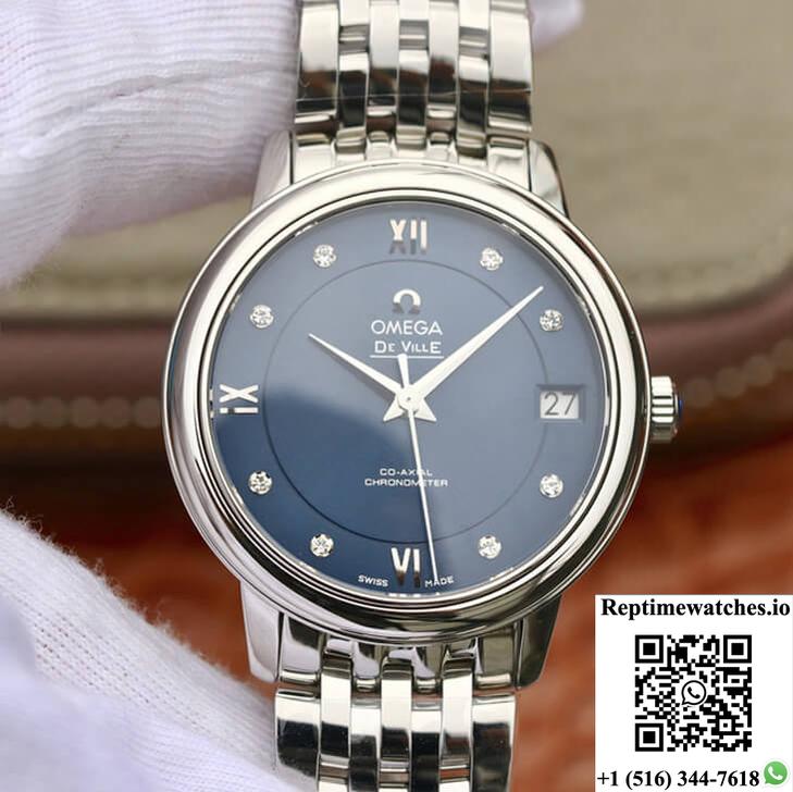 Omega De Ville 424.10.33.20.53.001 Mks Factory Diamond Blue Dial-Rep Time Watches