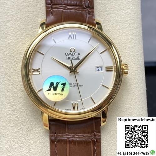 Omega De Ville 424.53.40.20.02.002 N1 Factory Crocodile Leather Strap-Rep Time Watches