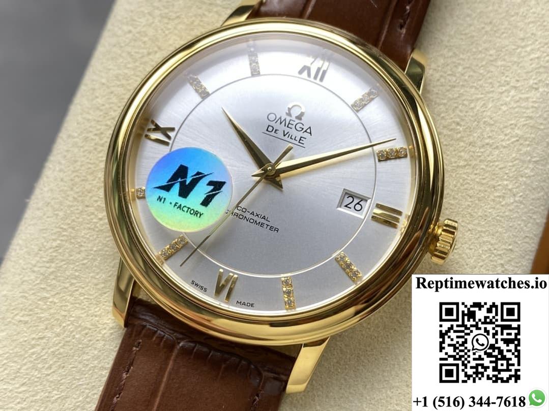 Omega De Ville 424.53.40.20.52.001 N1 Factory Hour Markers With Diamonds-Rep Time Watches