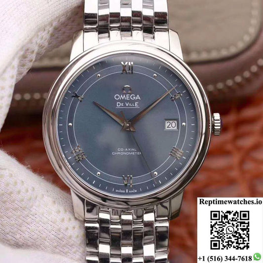 Omega De Ville Prestige 424.10.40.20.03.002 Mks Factory Blue Dial-Rep Time Watches