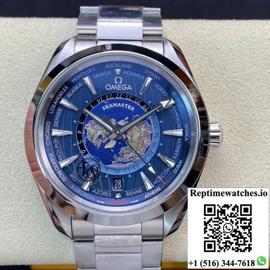 Omega Seamaster Aqua Terra GMT Worldtimer 220.10.43.22.03.001 VS Factory Blue Dial AI Factory