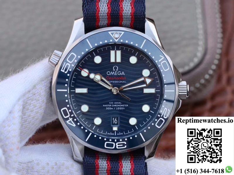 Omega Seamaster Diver 300M 210.30.42.20.03.001 Blue Wave Dial Vs Factory-Rep Time Watches