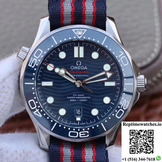 Omega Seamaster Diver 300M 210.30.42.20.03.001 Blue Wave Dial Vs Factory-Rep Time Watches
