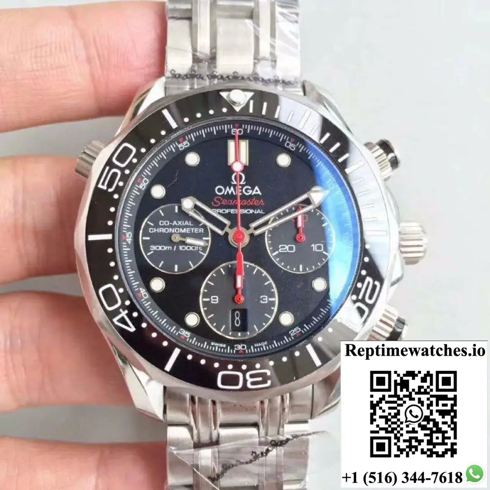 Omega Seamaster Diver 300M Co-Axial Chronograph 44MM 212.30.44.50.01.001 V2 Black Dial - Watches