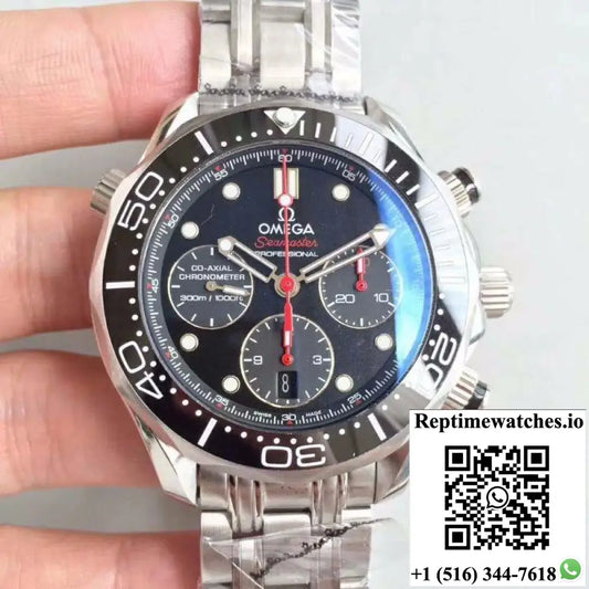Omega Seamaster Diver 300M Co-Axial Chronograph 44MM 212.30.44.50.01.001 V2 Black Dial - Watches