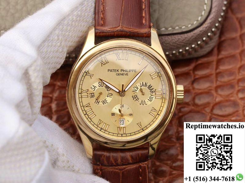 Patek Philippe Annual Calendar 5035J Gold Dial-Rep Time Watches